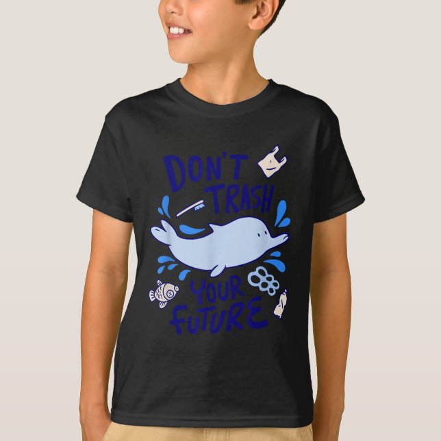 Dolphin Seas Miljöskydd Klimatförändring T Shirt (Framsida)