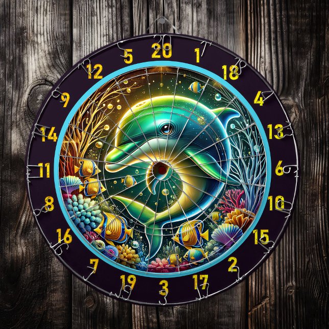 Dolphin Serenity Coral Reef Dartboard Darttavla (Skapare uppladdad)
