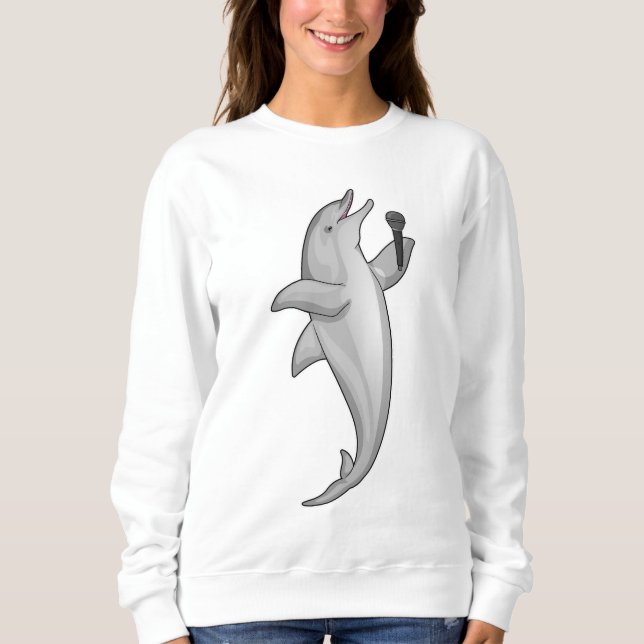 Dolphin Singer Microphone T Shirt (Framsida)