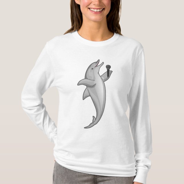 Dolphin Singer Microphone T Shirt (Framsida)