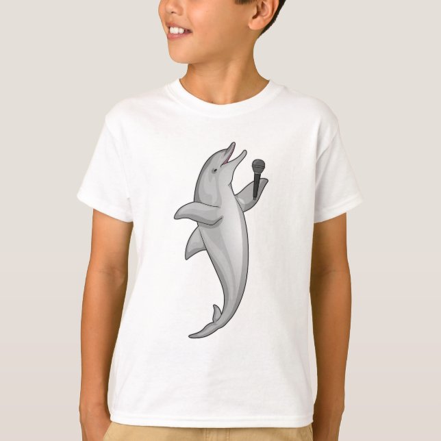 Dolphin Singer Microphone T Shirt (Framsida)