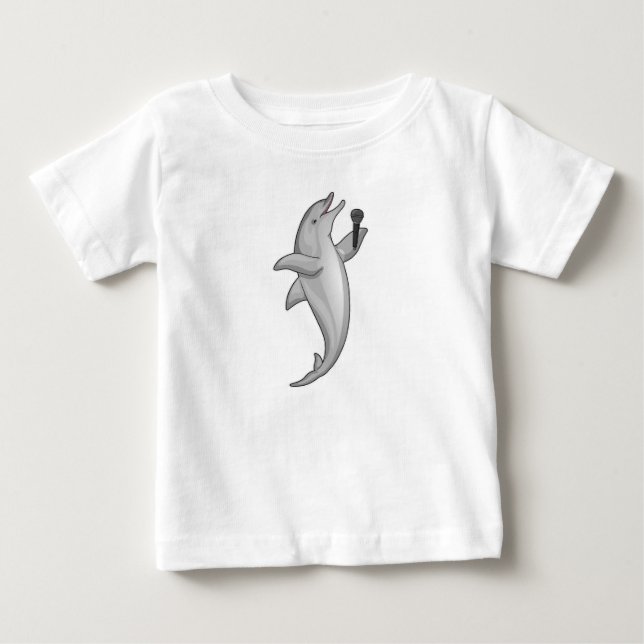Dolphin Singer Microphone T Shirt (Framsida)