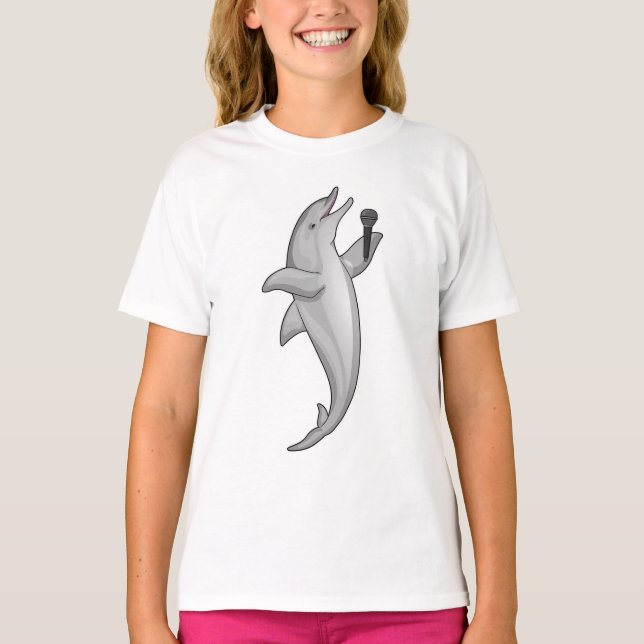 Dolphin Singer Microphone T Shirt (Framsida)