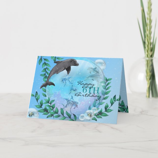 Dolphin Snö Globe Birthday Kort (Framsida)