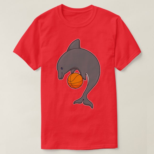 Dolphin som basketspelare med basketboll t shirt (Design framsida)