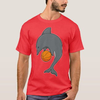 Dolphin som basketspelare med basketboll t shirt