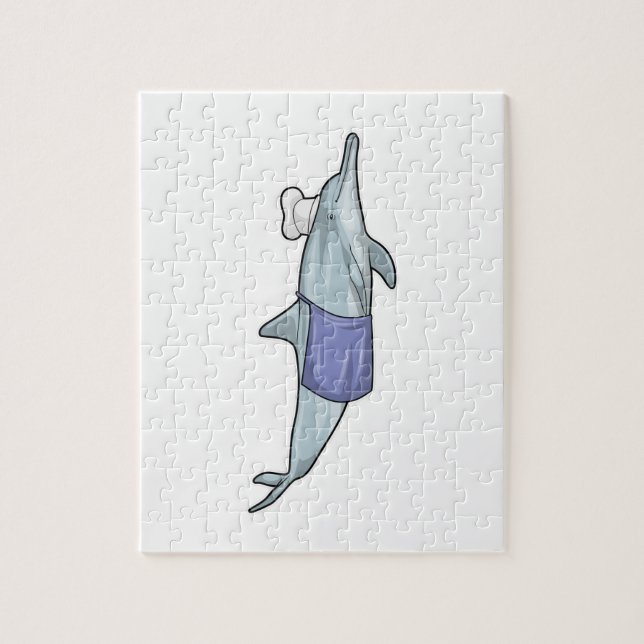 Dolphin som Cook med Chef hat Pussel (Vertikal)