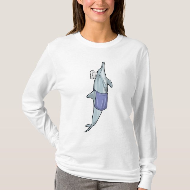 Dolphin som Cook med Chef hat T Shirt (Framsida)