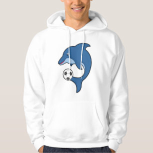 Dolphin som fotbollsspelare med fotboll hoodie
