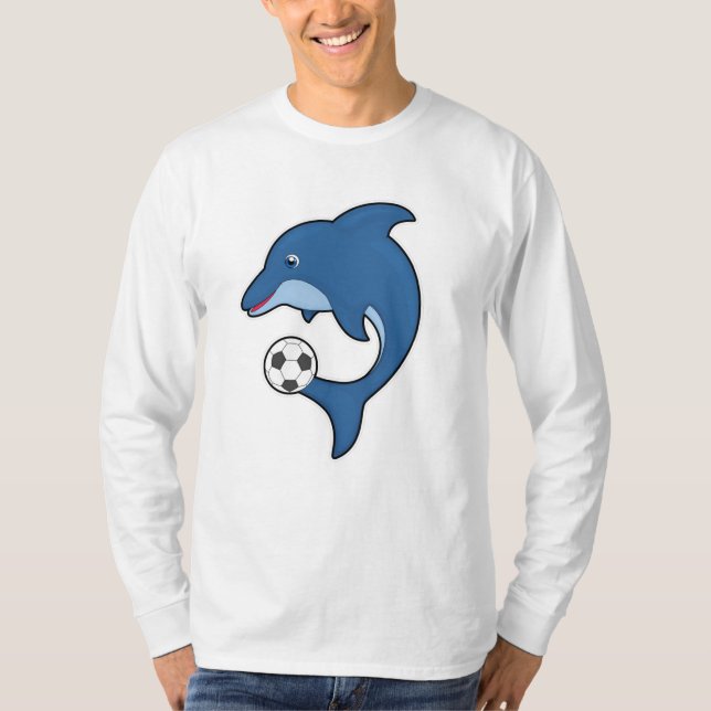 Dolphin som fotbollsspelare med fotboll t shirt (Framsida)