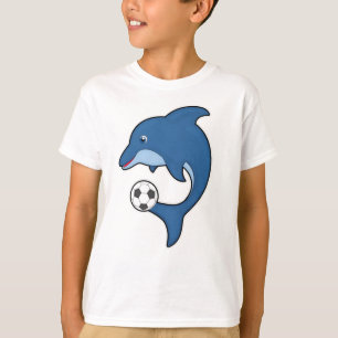Dolphin som fotbollsspelare med fotboll t shirt