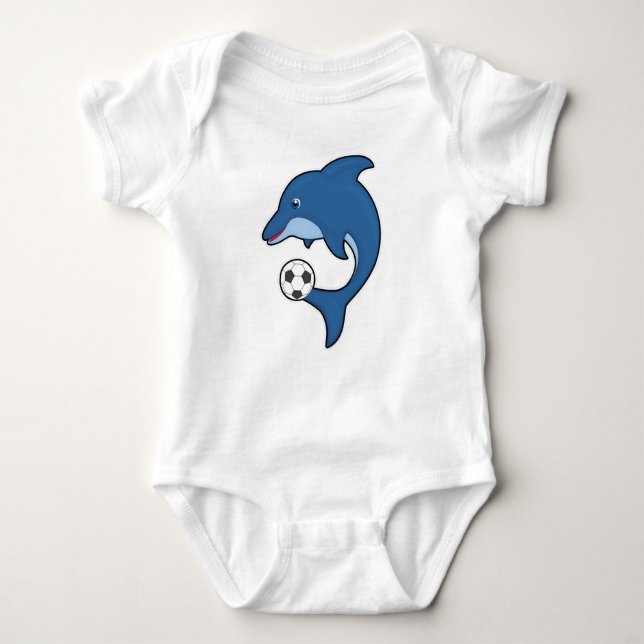Dolphin som fotbollsspelare med fotboll t shirt (Framsida)