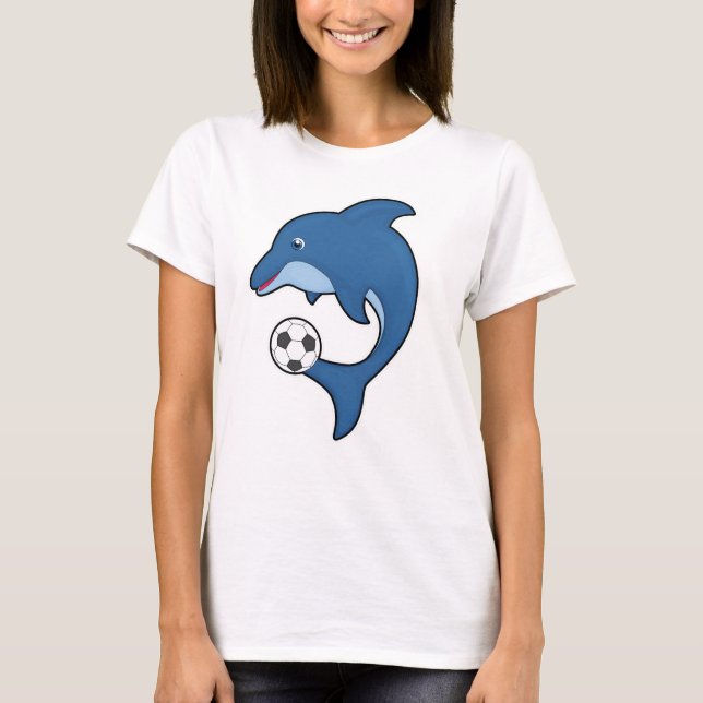 Dolphin som fotbollsspelare med fotboll t shirt (Framsida)