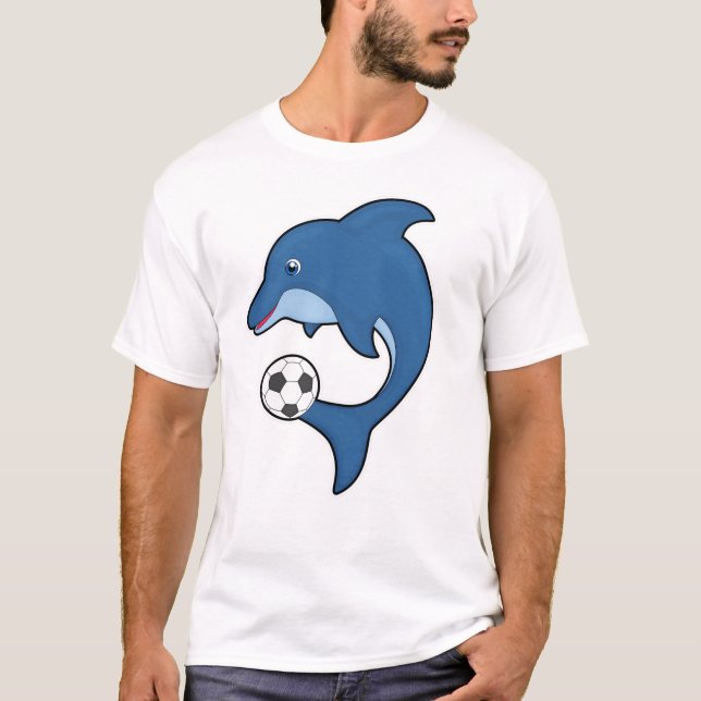 Dolphin som fotbollsspelare med fotboll t shirt (Framsida)