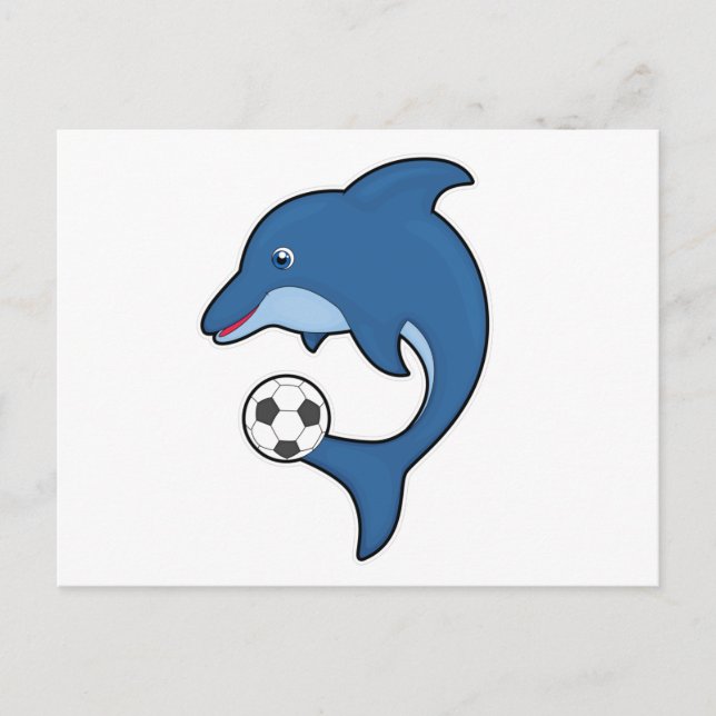 Dolphin som fotbollsspelare med fotboll vykort (Framsida)