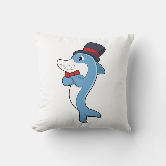 Dolphin som gentleman med Hat Kudde (Framsida)