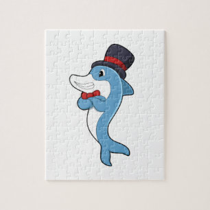 Dolphin som gentleman med Hat Pussel