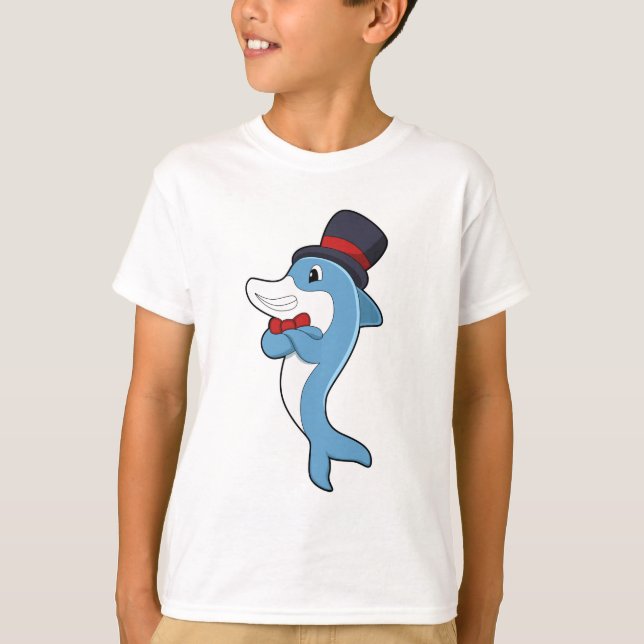 Dolphin som gentleman med Hat T Shirt (Framsida)