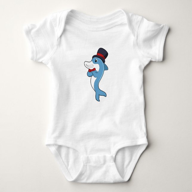 Dolphin som gentleman med Hat T Shirt (Framsida)