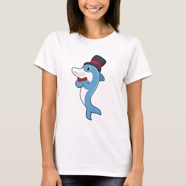 Dolphin som gentleman med Hat T Shirt (Framsida)