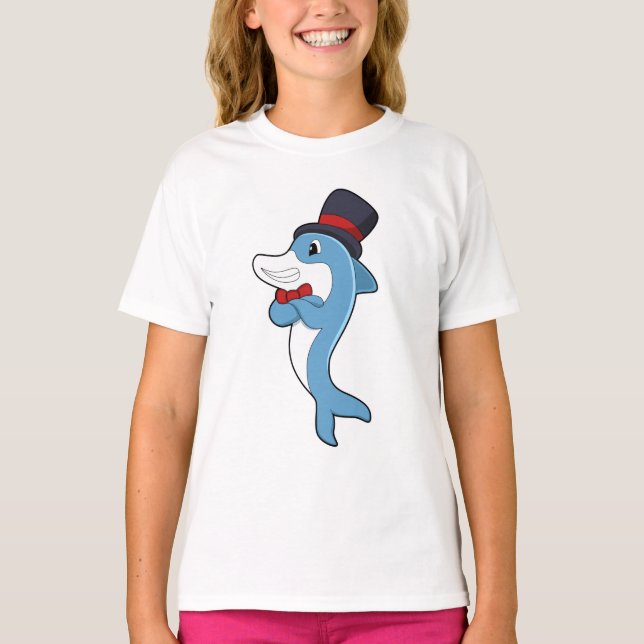 Dolphin som gentleman med Hat T Shirt (Framsida)