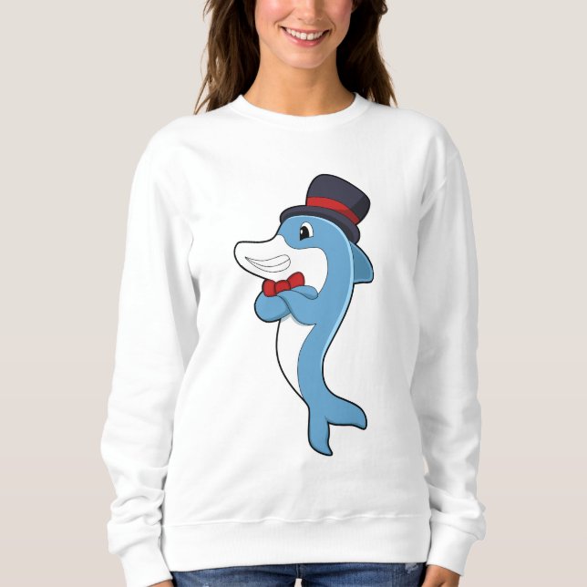 Dolphin som gentleman med Hat T Shirt (Framsida)