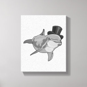 Dolphin som gentleman med Top hat Canvastryck