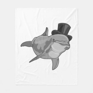 Dolphin som gentleman med Top hat Fleecefilt