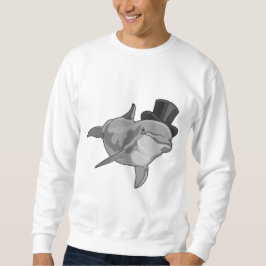 Dolphin som gentleman med Top hat Lång Ärmad Tröja