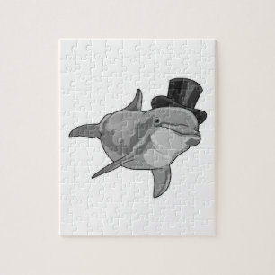 Dolphin som gentleman med Top hat Pussel