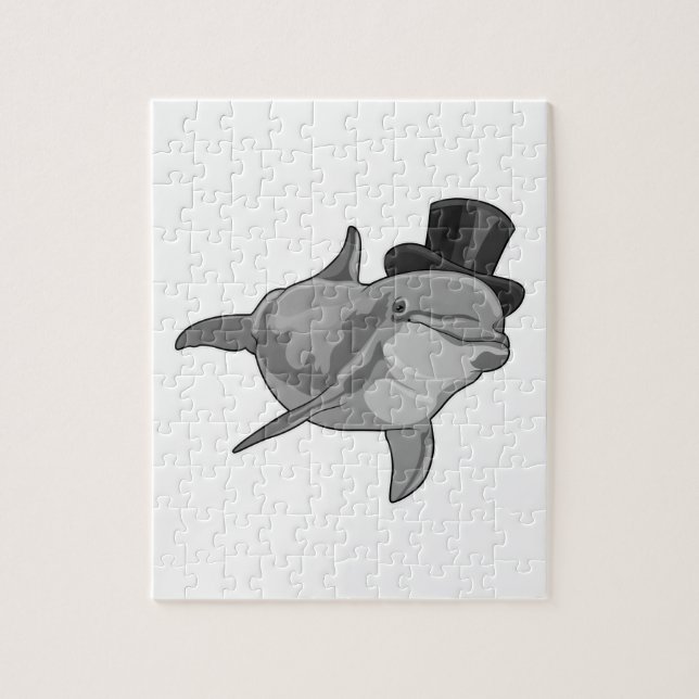 Dolphin som gentleman med Top hat Pussel (Vertikal)