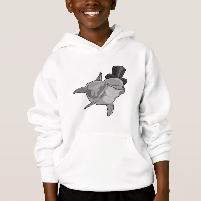Dolphin som gentleman med Top hat T Shirt (Framsida)