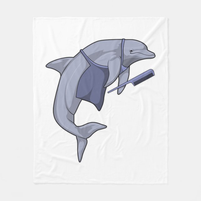 Dolphin som Hairdresser med Comb Fleecefilt (Framsidan)