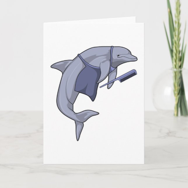 Dolphin som Hairdresser med Comb Kort (Framsida)