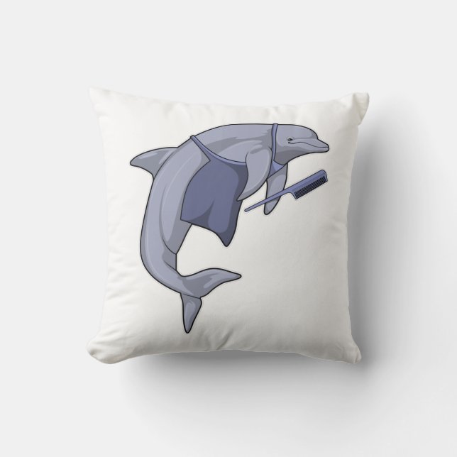 Dolphin som Hairdresser med Comb Kudde (Framsida)
