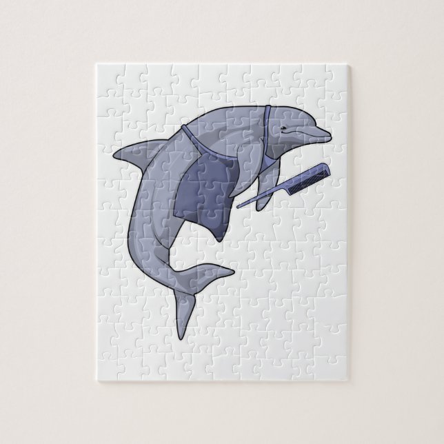 Dolphin som Hairdresser med Comb Pussel (Vertikal)