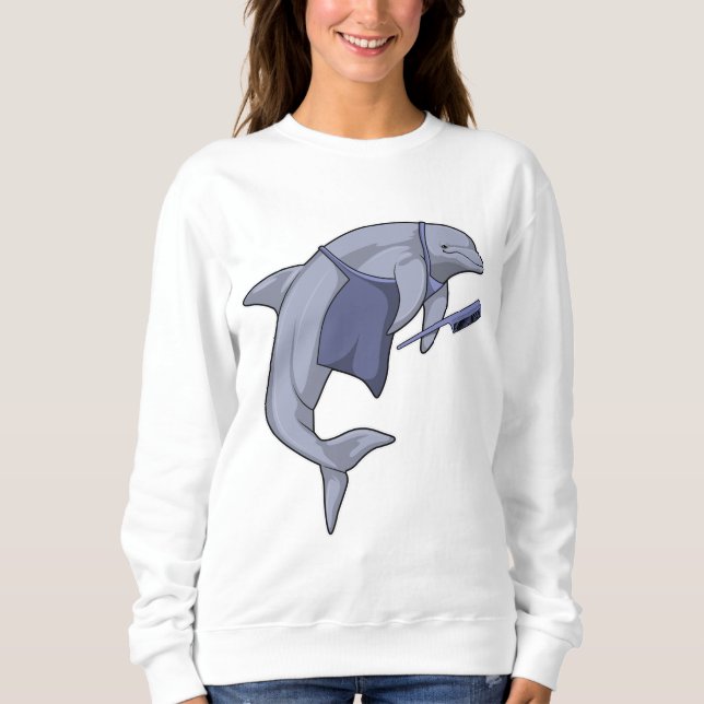 Dolphin som Hairdresser med Comb T Shirt (Framsida)