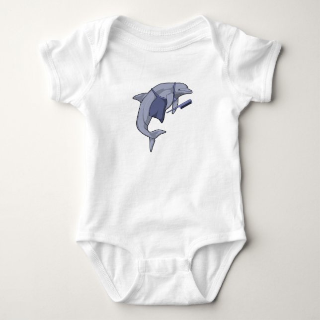 Dolphin som Hairdresser med Comb T Shirt (Framsida)
