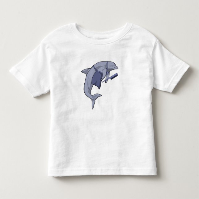 Dolphin som Hairdresser med Comb T Shirt (Framsida)