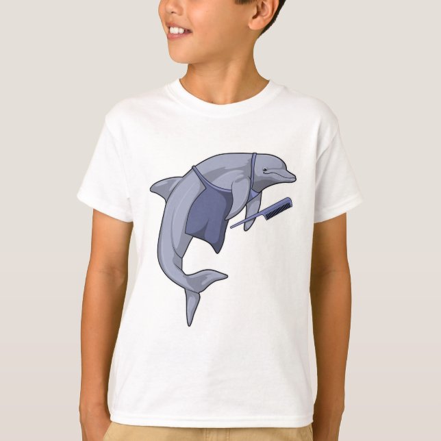 Dolphin som Hairdresser med Comb T Shirt (Framsida)