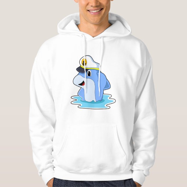 Dolphin som kapten med Hat Hoodie (Framsida)