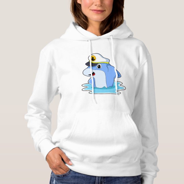 Dolphin som kapten med Hat T Shirt (Framsida)