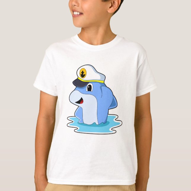 Dolphin som kapten med Hat T Shirt (Framsida)