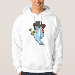 Dolphin som Pirat med Öga plåster och Hookad hand Hoodie