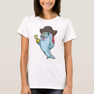 Dolphin som Pirat med Öga plåster och Hookad hand T Shirt