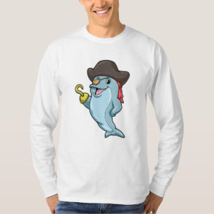 Dolphin som Pirat med Öga plåster och Hookad hand T Shirt