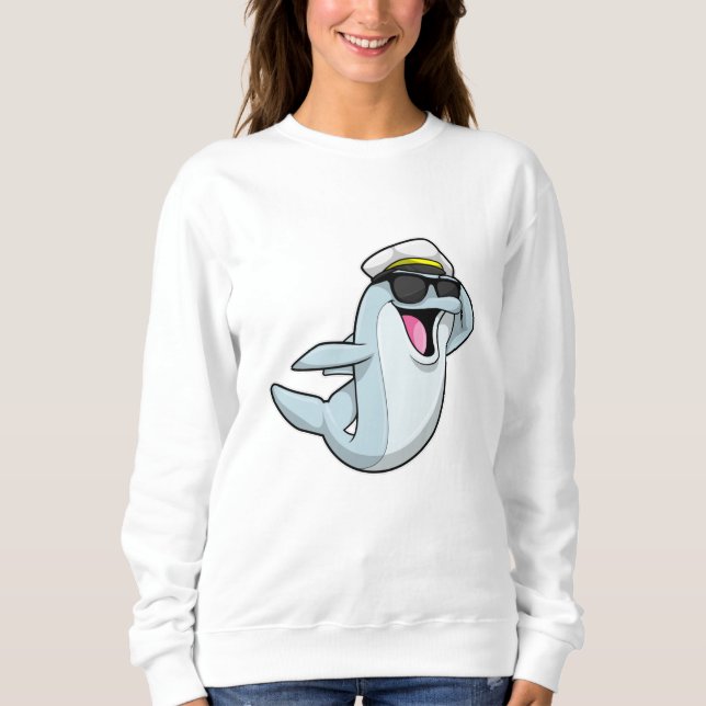 Dolphin som polis med polishatt t shirt (Framsida)