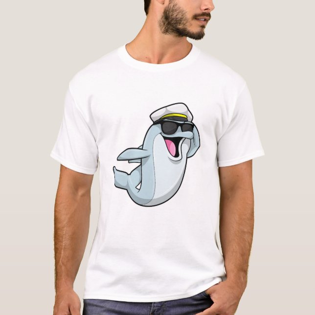 Dolphin som polis med polishatt t shirt (Framsida)