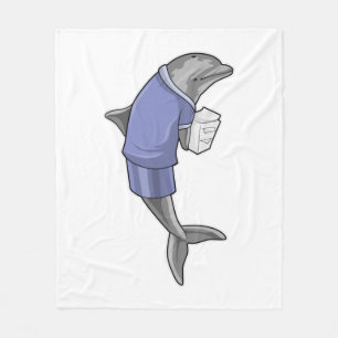 Dolphin som sekreterare med pappra stapeln fleecefilt