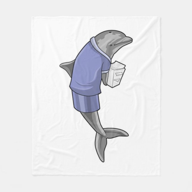 Dolphin som sekreterare med pappra stapeln fleecefilt (Framsidan)